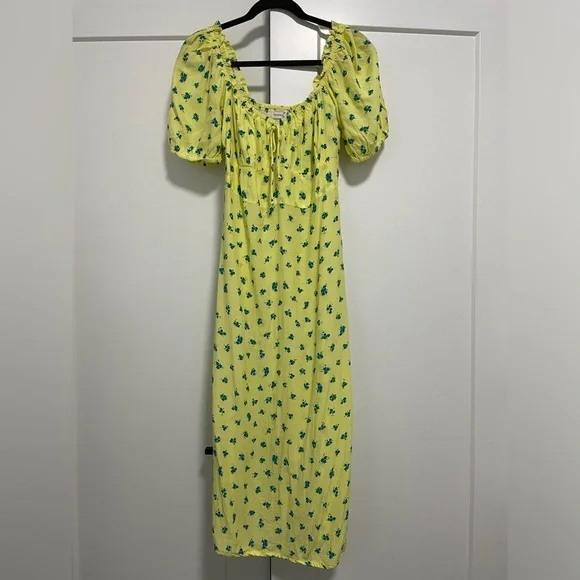 Faithfull the Brand Bette Midi Dress in Lemon Luda Floral Size 8 / Large - Picture 6 of 15